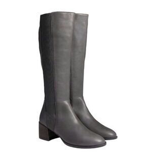 NEW Eileen Fisher Graphite Grey Leather Destry Knee Boots 7.5 $360